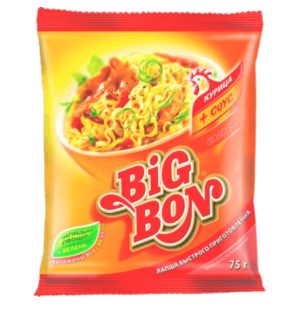 Лапша BIG BON В ПАКЕТЕ со вкусом курицы и соусом сальса, 75 гр