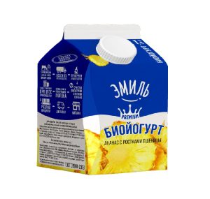 Биойогурт ЭМИЛЬ ананас с ростками пшеницы 1,5% 450 гр п/п