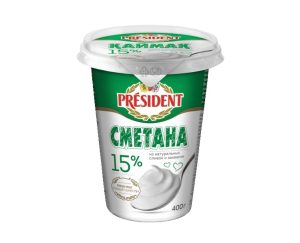 Сметана PRESIDENT 15%, 400 гр