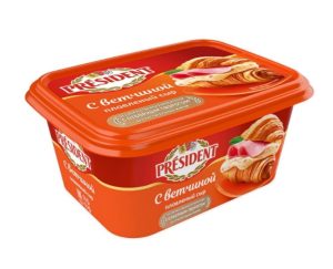 Сыр плавленый PRESIDENT 45% с ветчиной 400 гр
