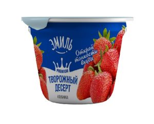 Творожный десерт ЭМИЛЬ клубника 10% 165 гр п/стак