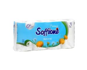 Туалетная бумага SOFFIONE Premio Natural 3 слоя 8 рулонов
